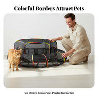 2-in-1 Design Cat Tent and Tunnel Set Lightweight Rainbow Cat Play Tent Long-Lasting Foldable Pet Playhouse Easy to Clean for Kittens, Rabbits, Small Animals, Indoor, Travel, Outdoor, Camping