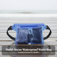 Waterproof Fanny Pack Thickened PVC Material Swimming Phone Protector Bag Adjustable Strap Three-Fold Watertight Pouch for Swimmers, Beachgoers