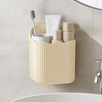 Wall-Mounted Toothbrush Toothpaste Comb Holder with Storage Box, No-Drill Bathroom Organizer