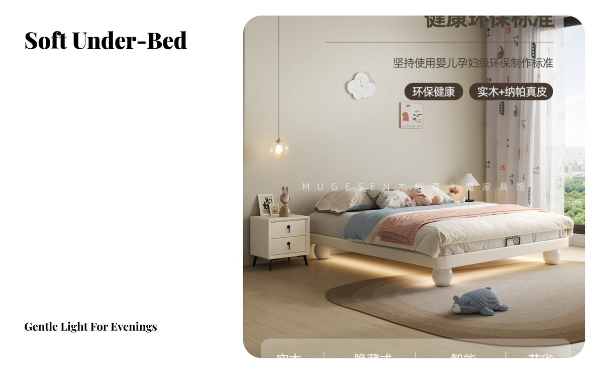 Platform-design design Floating Headboardless Frame Space-Saving Headboardless Bed Frame No Box foundation Needed Lowsilhouette Bedstead Easy Assembly for Children, Homeowners, Renters, kid's Room, Small Apartment, attic-style apartment