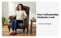 Top-Grain Cowhide Button-Tufted Armchair with decorative fasteners Vintage Western design Button-Tufted Club Chair Oil Wax Finish Lounge Seating Nailhead Trim for Interior Design aficionados, Homeowners, Living Room, perusing corner, Home Office, Library