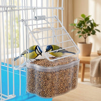 Parrot Feeder Food Trough with Spill Avoidance Design, PP Material External Mount Bird Feeder Food Cup for Cockatiel Finch and Lovebirds Cage