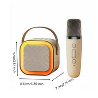 KTV Effects Wireless Handheld Transmitter and Speaker Set Noise Reduction Portable Bluetooth Singing Machine Colorful LED Lights Audio Equipment for Outdoor