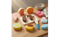 Dessert Cutting Toy Multicolor Wooden Cutting Toy Hand-Eye Coordination Pretend Food Kitchen Set