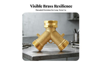 2 Pieces Simple Stream Management Double Shut-off Valve Splitter Threaded 2-Way Brass Hose Splitter Compact Metal Outdoor Watering Angled Design