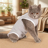 Post Surgery Cat Suit, Sleeveless Vest Style Cat Recovery Suit, Adjustable Anti Licking Cat Spay Recovery Suit and Cat Neuter Recovery Suit