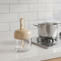 Retractable Spoon Seasoning Jar Multifunctional Retractable Spoon Seasoning Container Mess Dispensing Airtight Pot for Countertop