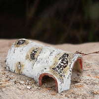 Tree Trunk Reptile Hide Cave, 13*20cm Reptile Hideout for Turtles, Resin Aquarium Cave for Stress Relief
