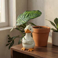 Leaf Topper Duck Garden Ornament Green Stem Resin Duck Ornament Textured Feathers Outdoor Decor Orange Beak for Courtyard, Potted Plants