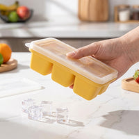 Water Bottles and Baby Food Silicone Ice Trays with Lid, Pack of 3 Easy Release Cube Tray Set, Home Bar Accessories with Removable Cover Lid