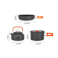 High Temperature Resistant Outdoor Cook Set with Kettle Nesting Design Portable Cooking Set Lightweight Picnic Cookware Hard Anodized Aluminum for Campers, Backpackers