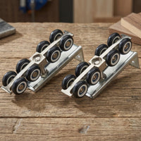 2 Pieces Top Hung Sliding Door Rollers Zinc-Colored 8-Wheel Door Roller Easy Installation Household Fixtures