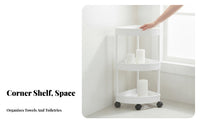 Space-Saving Rolling Corner Shelving Single-Tier Strong Load-Bearing Multi-Tier Rolling Trolley Easy Assembly Bathroom Shelf Increased Layer Height for Families, Homeowners, Renters, Narrow Areas, Bedroom, Laundry Room, Kitchen