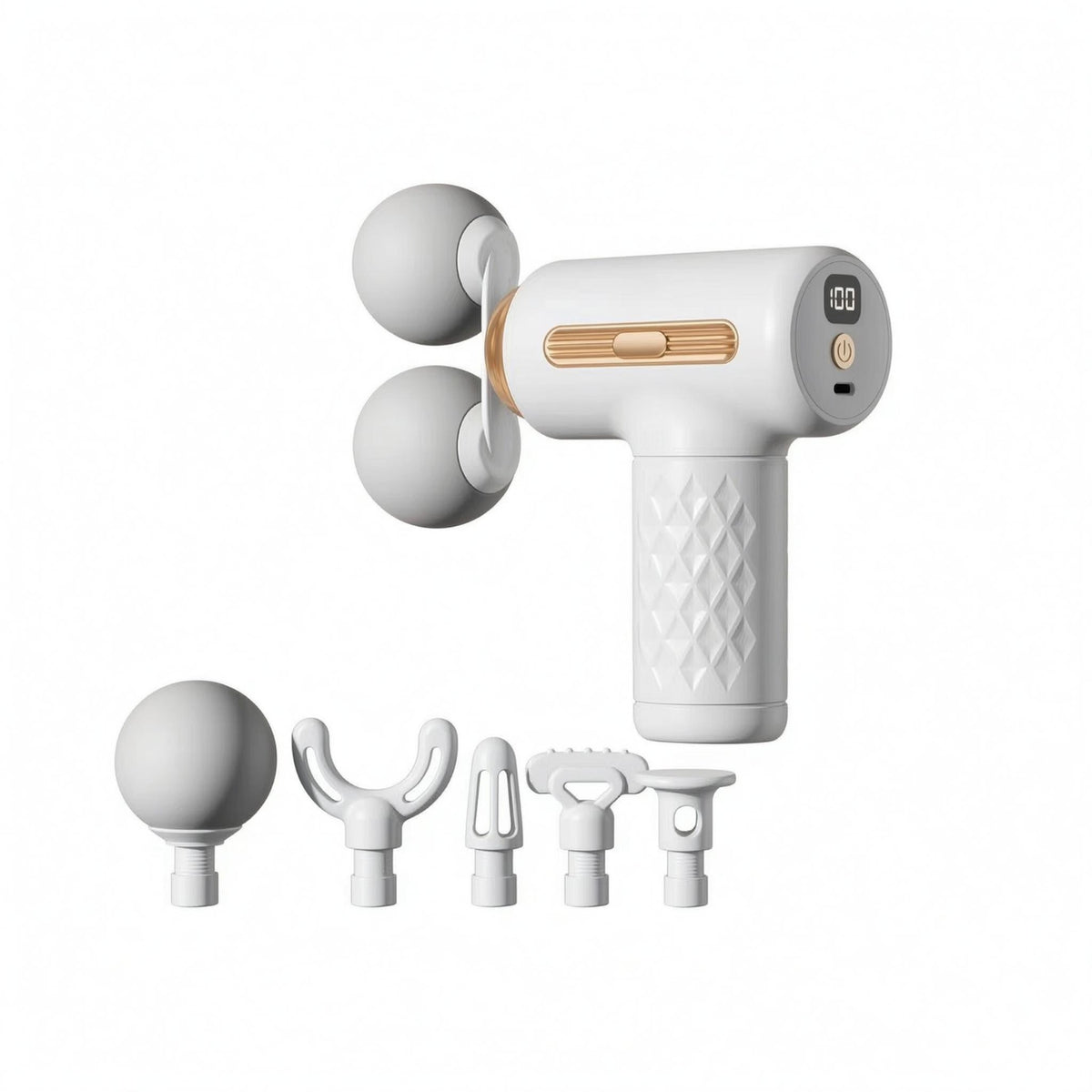 100-Level Adjustment Two-headHead Massage Type-C Charging Handheld Fascia Massager Digital Display Hand-gripGrip Massager Adjustable Speed Levels