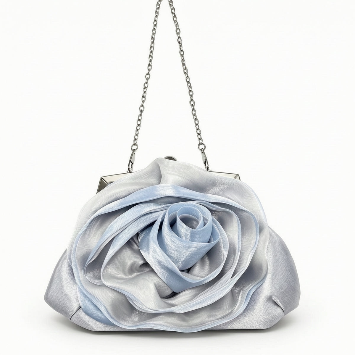 Elegant Floral Kiss Lock Evening Bag Dressy Rose Clutch Compact Flower Evening Clutch Romantic for Weddings, Prom, Date Nights