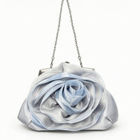 Elegant Floral Kiss Lock Evening Bag Dressy Rose Clutch Compact Flower Evening Clutch Romantic for Weddings, Prom, Date Nights