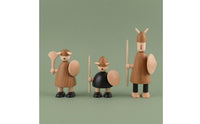 3 Pieces Wooden Nordic Figurines Black Accents House Decoration Retro Style Holiday Decor