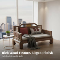 Modern Chinese Design Wooden Frame Couch and Armchair Set full Wood Construction Living Room Furniture Easy Assembly Lounge Suite for Apartment Dwellers, Homeowners, Families, Reception Hall, Study