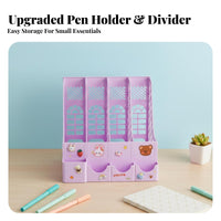 Foldable Design 4-Section foldable Document Sorter Thickened Build upright document Sorter Space-Saving Desk Organizer Multifunctional for Students, educators, Study Room, Classroom, shelf, Reception Area