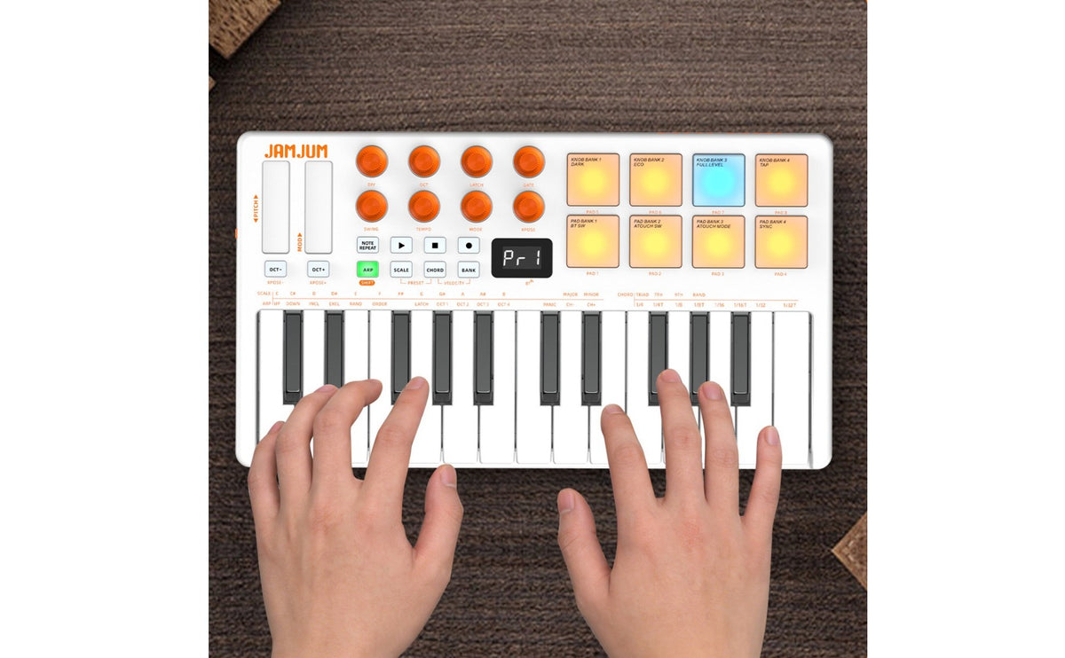 Backlit Pads RGB Pad Controller Keyboard Rechargeable Battery Portable Wireless MIDI Keyboard App Control Bluetooth Midi Controller for DJs, Producers, Beginners, Travel, Live Performance, Studio