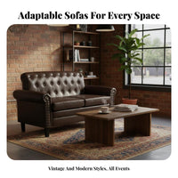 Retro Design Button-Tufted Highspine Chair Small Space perfect for Upholstered curvedspine Armchair space-saving Size Single Sofa Comfortable padding for Business Owners, Interior Designers, Coffee Shop, Boutique, Reception Area, Living Room