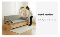 sturdy Wood Frame Pull-extendable Sleeper Sofa two-functionFunction transformable Couch Space-Saving Design Daybed Multi-Functional for Apartment Dwellers, Students, Homeowners, Small Spaces, Living Room, Den