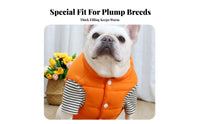 Thickened Padding French Bulldog Winter Clothes Warm Padded Dog Vest Easy On Removed for Pugs, Cold Weather, Snowy Days, Daily Wear