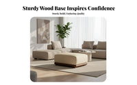 Modern Design Rectangular Ottoman sturdy Wood Legs Footrest Easy to Clean Upholstered Stool adaptable Use for Families, Homeowners, Guests, Living Room, Lounge Area, Bedroom, Entryway
