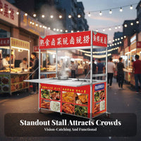 Street Vending Cart Multi-Functional Foldable Snack Stall With Wheels Street Mobile Vending Unit for Small Business Owners, Entrepreneurs