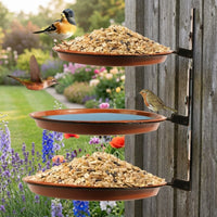 Wall Mounted Bird Feeder and Bird Bath with Railing Clamp, Wildlife Feeder with Two Trays, Modern Geometric Shape for Garden Decor and Outdoor Use