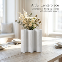 Modern Decorative Vase for Home, Living Room Ceramic Vase, 3D Printed White Porcelain, Minimalist Art Object, Business Gift