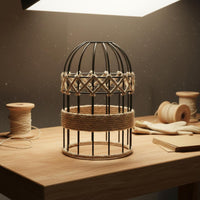 Birdcage Lampshade Rustic Charm Rope Lamp Cage Retro Iron Rope Light Shade for Restaurant, Cafe