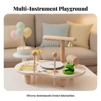 Wooden Percussion Table Pastel Accents Kids Musical Instrument Set Fine Motor Skills Children's Musical Toy Set