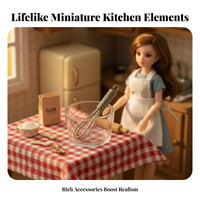 Realistic Design Dollhouse Kitchen Scene Prop Highly Elaboration Ed Dollhouse Kitchen Miniatures DIY Friendly for Collectors, Kids