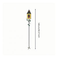 Decorative Birdhouse Garden Stake Whimsical Birdhouse with Ground Spike Rustic Metal Garden Stake Functional for Patio