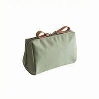 Portable Compact Travel Makeup Bag Soft Textile Zippered Cosmetic Pouch Smooth Finish Travel Makeup Bag