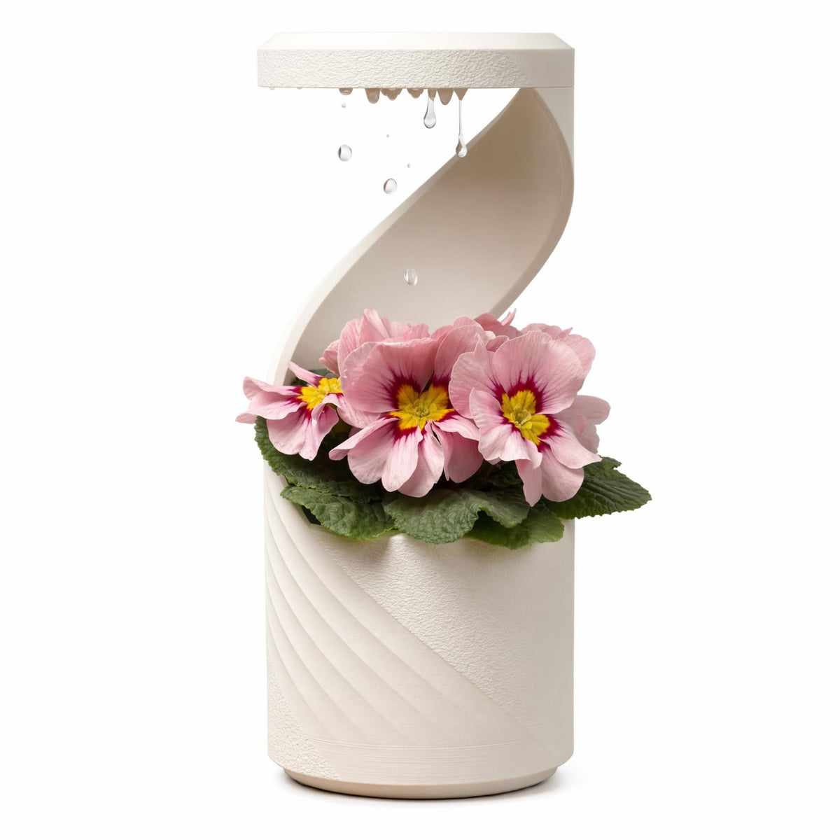 Sculptural Vase with Drainage Tray Contemporary Desktop Vase Compact Planter Modern for Plant Lovers, Minimalists, Tabletop, Desk, Office, Shelf