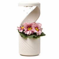 Sculptural Vase with Drainage Tray Contemporary Desktop Vase Compact Planter Modern for Plant Lovers, Minimalists, Tabletop, Desk, Office, Shelf