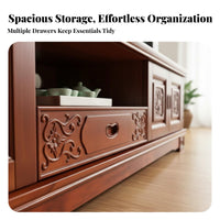 3 Pieces Scented Hardwood Wood Media Console Mortise and Tenon Joinery Solid Wood TV Cabinet Set Versatile Traditional Chinese Theme Television Stand