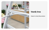 Tri-Level Floral Vessel Stand Tiered Design Tri-Level Rolling Floral Carriage Easy Assembly Plant Holder for Florists, Florist Shop, Wedding Location