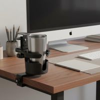 Space Saving Attach-on Cup Holder No Drilling Required Attach-on Desk Cup Holder Easy Installation Office Supply Anti-Slip Grip for Chair Armrest, Wheelchair, Treadmill