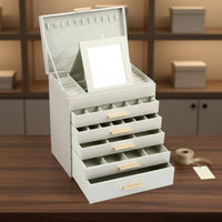 Soft Velvet Lining 6-Layer Jewelry Box Removable Dividers 6-Tier Jewelry Box Sturdy Construction Multi-Layer Accessory Holder Easy to Clean for Dresser
