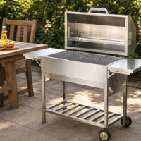 Barbecue Grill with Side Shelves Stainless Steel Lidded Barbecue Grill Outdoor for Backyard Cooks, Families, Patio, Yard