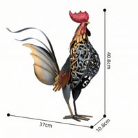 Cockerel Figurine Farmhouse Metal Cockerel Hollow Decor for Collectors, Bookshelf