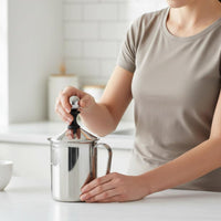 Heat Resistant Latte Art Pitcher Easy to Clean Double Wall Milk Pitcher Sturdy Handle Stainless Steel Frothing Jug Precision Spout for Home Cafe