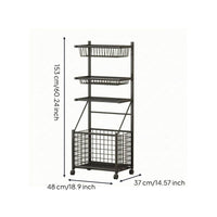 Sports Gear Organizer Storage Unit Carbon Steel Rolling Sports Rack Three-Tier Storage Rack Tall Ball Storage Storage Unit