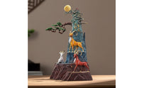 Mountain Sculpture with Goats Collectible Three Caprine Figures Sculpture Textured Caprine Ornament for Homeowners, Collectors, Office