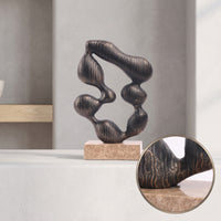 Resin Sculpture with Marble Base Artistic Abstract Sculpture Sculptural Decorative Object with Loop Detail for Bookshelf