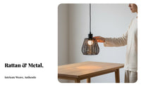 Rattan Pendant Light Tranquil Design Woven Pendant Lampshade Japanese Design Rattan Hanging Lamp for Teahouse, Restaurant, Dining Room