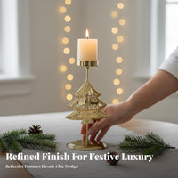 Winter Crystal Candle Holder Gold-Plated Finish Festive decoration Table Centerpiece